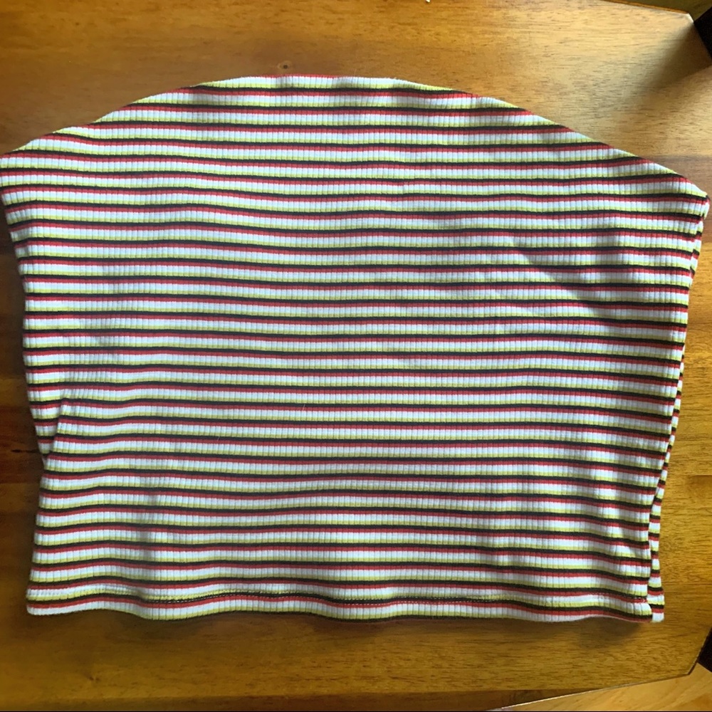 Garage ribbed 90s tube top Xl garage striped Y2K bandeau crop